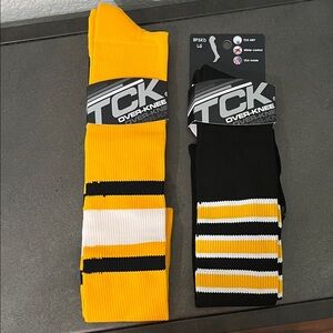 TCK Over-the-Knee Baseball Socks - Yellow, Black, and White